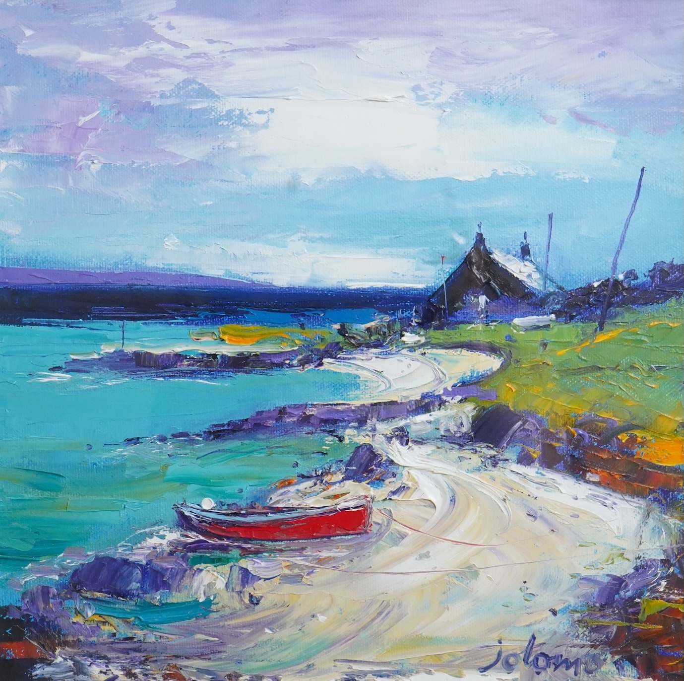 John Lowrie Morrison (JOLOMO), b. 1946, 'Evening Light, The Boathouse, Isle of Gigha'